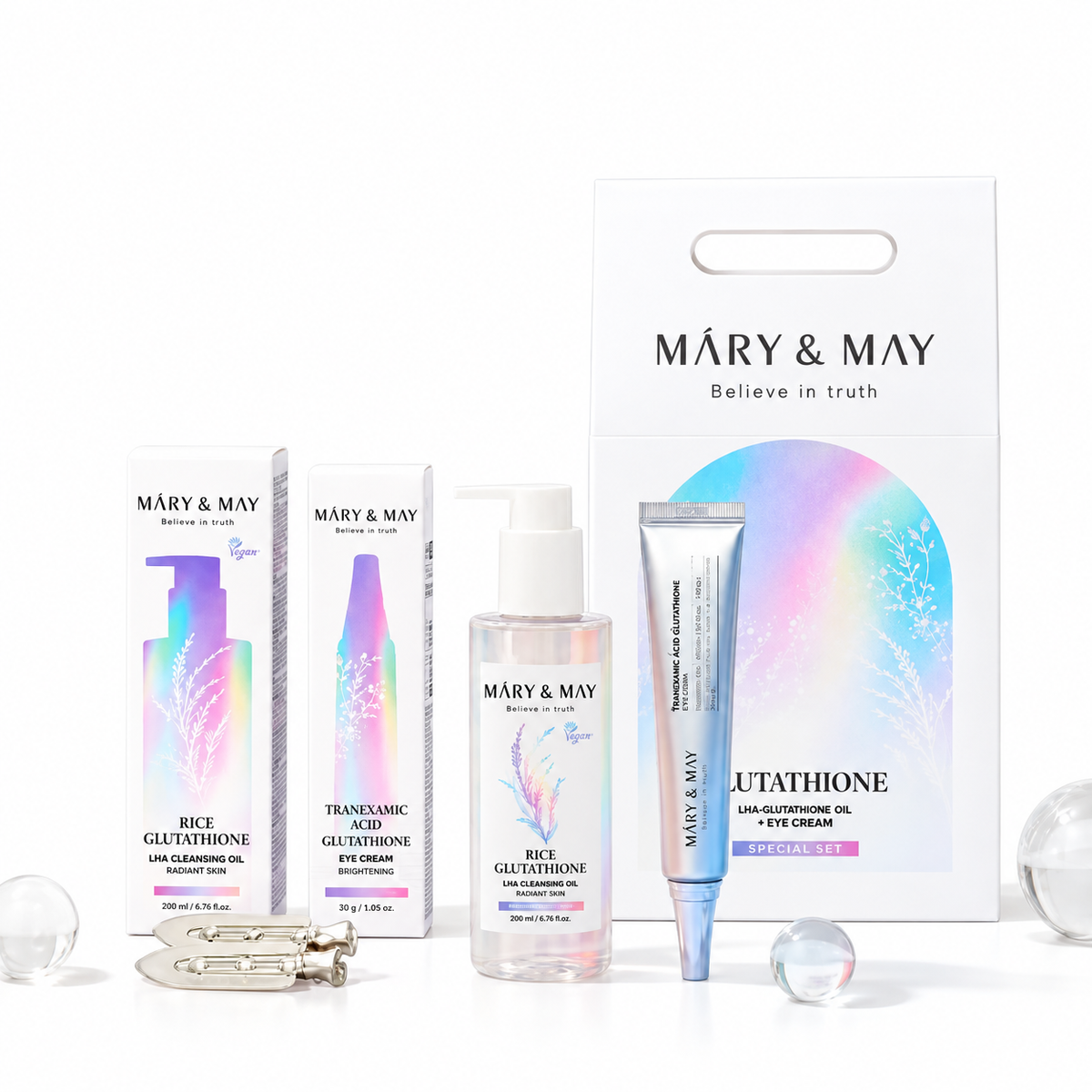 Mary & May Gulatathione LHA cleansing oil and eye cream