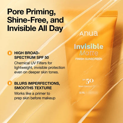 Anua Invisible Matte Finish Sunscreen 50 ml